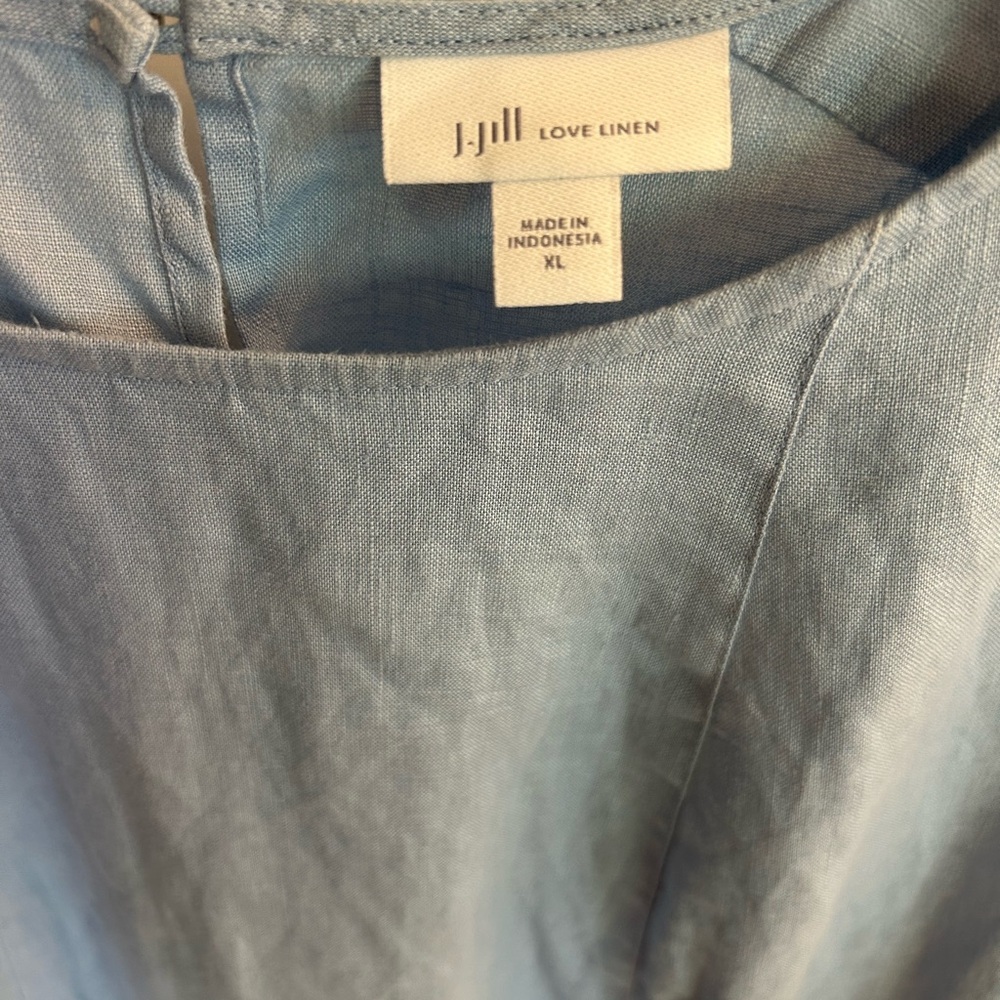 J. Jill Linen Shift Dress Cornflower Blue Cottagecore Beach Vacation  XL - Picture 5 of 9